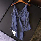 Contrast color plaid, slim, pinch pleats, wrap streamers  summer new sleeveless shirt women's vest X863