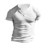 KKBOXLY 2025 popular summer new men's Henry shirt T-shirt outer size  casual knitted slim-fitting versatile top men