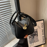 KKBOXLY 2025 niche design fashionable bucket bag women's popular new soft leather oblique span bag solid color shoulder handheld women's bag