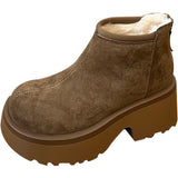 2025  Low-top velvet snow boots women's winter new thick-heeled thick-soled cotton boots small height-increasing warm short boots