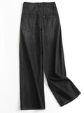 Thin soft and comfortable cover-up slim high-waisted straight-leg pants summer new versatile wide-leg pants women's jeans D149