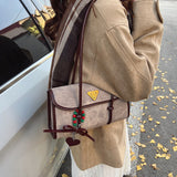 KKBOXLY 2025 Premium retro oil wax leather flip underarm bag women's popular new simple commuter large-capacity portable shoulder bag