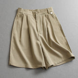 Solid color semi-elastic waist three-dimensional pinching pleated drape loose wide-leg pants pants versatile casual pants women's pants shorts Z477