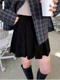 spring new Spice Girl skirt, short A-shaped version high waist and thin simple solid color Korean style pleated skirt