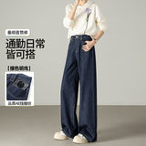 Customized Spring New High Waist Straight Pants Comfortable Versatile Skinny Modified Leg Loose Jeans Women's Fashion