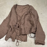 2025  250331/Small fish ramie flapper strap spring and summer retro cardigan sunscreen shirt