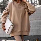 2025 popular autumn ins   women's clothing round neck casual leggings fashion sports sweater set