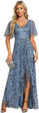 2025sequined V-neck split annual meeting dress  new sexy catwalk banquet  evening dress