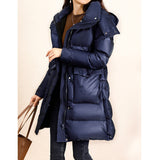 2025 95 white goose down jacket, high-end hooded goose down jacket, Pinghu women's clothing medium and long niche women's bread clothing winter