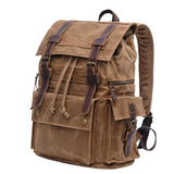 KKBOXLY 2025 Retro backpack waterproof oil wax canvas backpack men and women travel computer bag outdoor leisure leather mountaineering bag