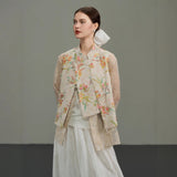 Spring suit new jacquard new Chinese vest white shirt top old money wind vest C0136 skirt