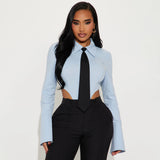 2025 design sense professional shirt pure desire Spice girl onesie women's outer wear slim and thin long sleeves spring and summer wholesale