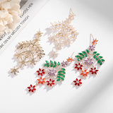 2025 Korean style heavy industry color zircon earrings women's copper inlaid zirconium fringed earrings silver needle personalized flower branch earrings