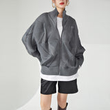 2025 Thick coat women's loose large size baseball jacket women's ins tide fashion casual sweater pleated outer clothes