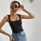 popular spot New  hot-selling sexy U-neck slim-fit T-shirt solid color versatile vest top female