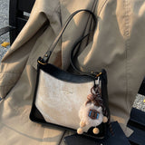 KKBOXLY 2025 Premium texture small bag women's popular new Korean version trendy fashion contrasting color portable oblique span niche versatile bucket bag