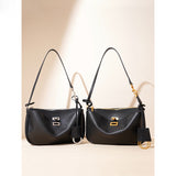 2025 Cowhide Leather Women's Bag Underarm Bag Lock Small Square Bag Locomotive Handbag Baguette Bag Shoulder Bag Crossbody Bag