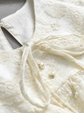 apricot heavy industry embroidered lace shirt is thin and covers the meat  summer new bow sleeveless blouse C036