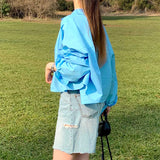 Korean version ramie cotton loose temperament shirt top youth vitality commuting ins style short versatile lapel jacket