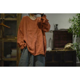 2025    23/2 Xiaonuan, spring literary and retro washed old linen v-neck pullover shoulder shirt
