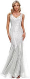 2025New Fishtail Evening Dress  New V-Neck Sexy Long Formal Ball Sequins Party Dress Woman
