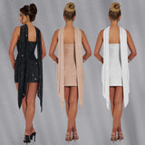 2025 C7188    Popular and  Fashion Women's Clothing Sexy Slim Ribbon Hot Diamond Dress Short Skirt