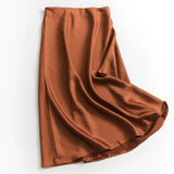 Y616 solid color high waist slim satin A-shaped skirt spring and summer new 2022 long skirt versatile women's skirt skirt skirt