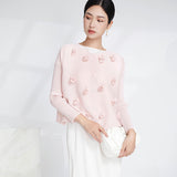 2025 short Xiaoxiangfeng jacket loose long-sleeved three-dimensional flower design gentle wind cardigan pleated top women