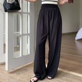 Light and thin vertical cool pants summer folds smooth and cool and thin wide-leg breathable versatile straight pants women's A934