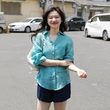Fashion suit skirt summer women's two-piece set, blue V-neck shirt, Chinese white skirt, tea dress, a complete set