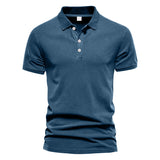 KKBOXLY 2025 sports men's twill POLO shirt fashion casual lapel button men's solid color slim-fit short-sleeved T-shirt