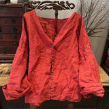 2025  22/12 Xiaoqiu, early spring literary and retro ramie cardigan collarless button-down shoulder shirt