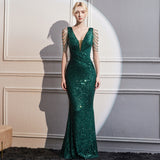 2025 evening dress femininity high sense light luxury celebrity style banquet host slim long fishtail dress