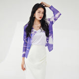 2025 Nanyou high-end women's clothing Sanzhai cardigan jacket spring and summer new printed long-sleeved versatile casual pleated top
