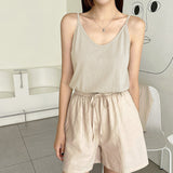 Korean ins style bamboo cotton suspender top summer new U-neck versatile casual sleeveless vest women's clothing can be worn outside