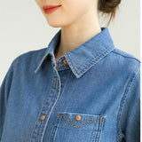 Customized cotton denim shirt summer comfortable fashion versatile retro loose short-sleeved shirt