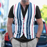 KKBOXLY 2025 popular New summer vacation two-piece T-shirt top men's n sports and leisure stripes slim-fitting crew neck short-sleeved men
