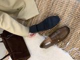 2025  Retro British style loafers popular autumn and winter versatile new flat-bottomed niche flat-bottomed Doudou versatile small leather shoes tide