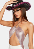 2025  YH4079 2025 hot-selling sexy rhinestone inlaid diamond cloth fashionable splicing halter neck top vest body chain