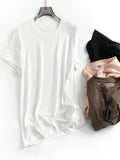 Skin-friendly and breathable linen blended crimped short-sleeved basic versatile  summer new casual women's T-shirt K384