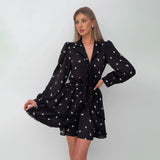 2025 chiffon floral fungus edge suit skirt, celebrity temperament niche high-end Hepburn style waist V-neck two-piece set