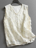 Heavy industry tape embroidered hollow sleeveless top  summer new high-end commuter women's sling vest X337
