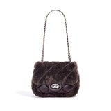 2025 Autumn and winter new cover bag plush premium small fragrant wind small square bag casual diamond chain bag single shoulder messenger bag women's bag