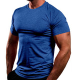 KKBOXLY popular new solid color fitness clothes men's T-shirt quick-drying breathable sports running training tights men's top