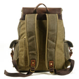 KKBOXLY 2025 New men's backpack canvas casual backpack trendy computer bag oil wax canvas with leather bag trendy street style