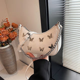 KKBOXLY 2025 Niche bow decorative armpit bag women's popular new chain Spice girl handbag premium pleated messenger bag