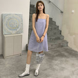 summer new adjustable sleeveless suspender skirt Internet celebrity style backless sexy babes cotton and linen skirt women's clothing