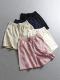 Linen blend thin cool lace-up elastic waist loose wide-leg pants summer versatile casual pants women's shorts X675