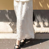 Fashion suit skirt summer women's two-piece set, blue V-neck shirt, Chinese white skirt, tea dress, a complete set