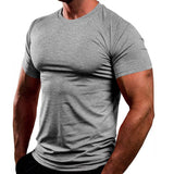 KKBOXLY popular new solid color fitness clothes men's T-shirt quick-drying breathable sports running training tights men's top